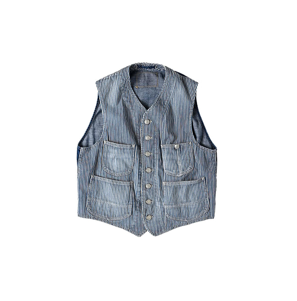 Rye Mugi Denim 908 Work Vest Distressed Hickory Zyu