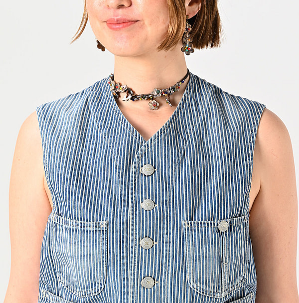 Rye Mugi Denim 908 Work Vest Distressed Detail