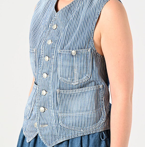 Rye Mugi Denim 908 Work Vest Distressed Detail