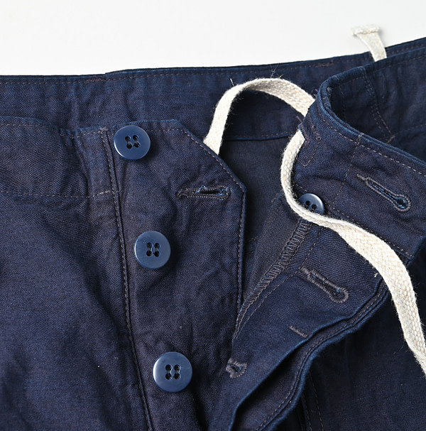 Indigo Thin Back Satin 908 Baker Pants Detail