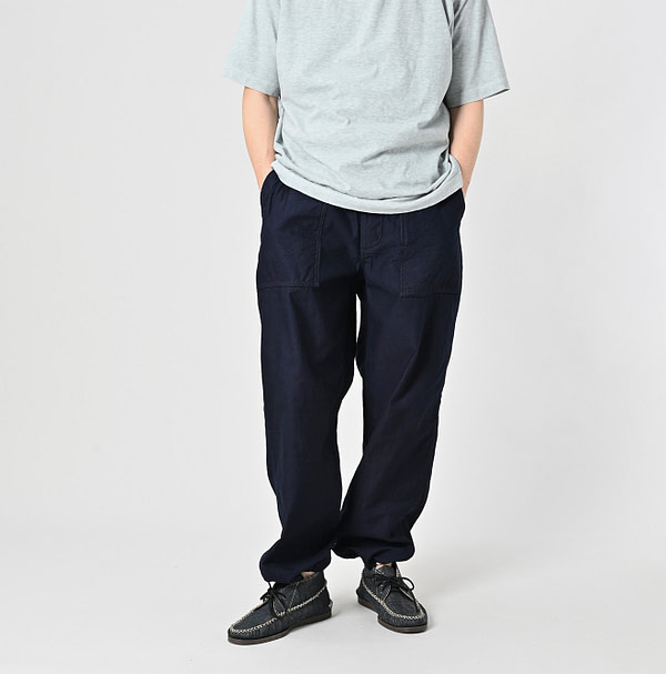 Indigo Thin Back Satin 908 Baker Pants Male Model