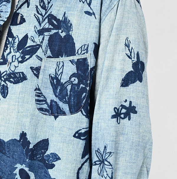 Anemone Bird Print LeiLei Shirt Detail