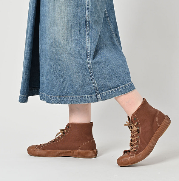 Rye Mugi Denim Wrapped Skirt Tan Detail