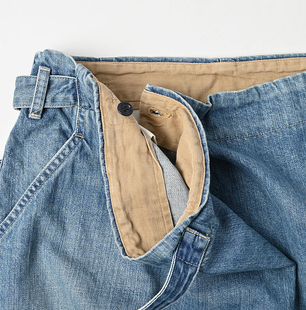 Rye Mugi Denim Wrapped Skirt Tan Detail