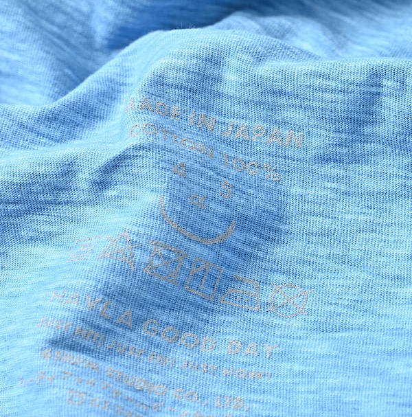 Plant Dyed Tenjiku 908 Ocean T-shirt Detail