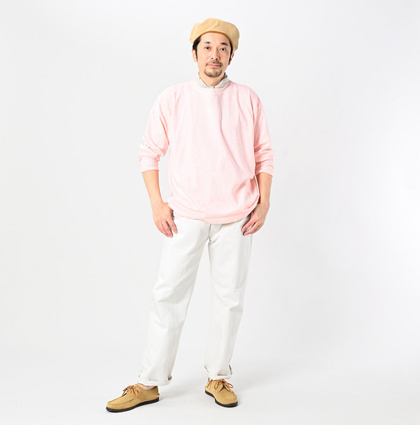 Plant Dyed Tenjiku 908 Ocean T-shirt Male Model