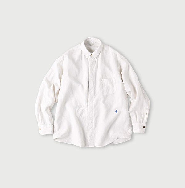 Linen Plant Dyed 908 Ocean HIYOKU Shirt Camomille