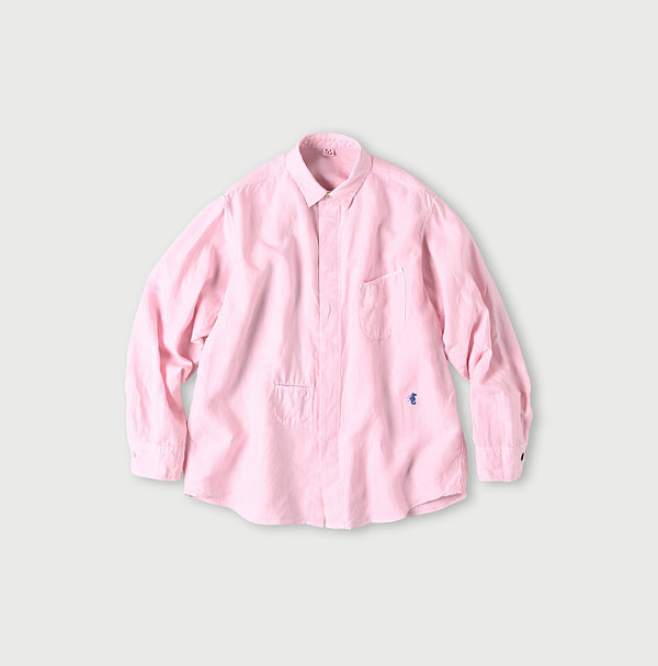 Linen Plant Dyed 908 Ocean HIYOKU Shirt Cherry Blossom