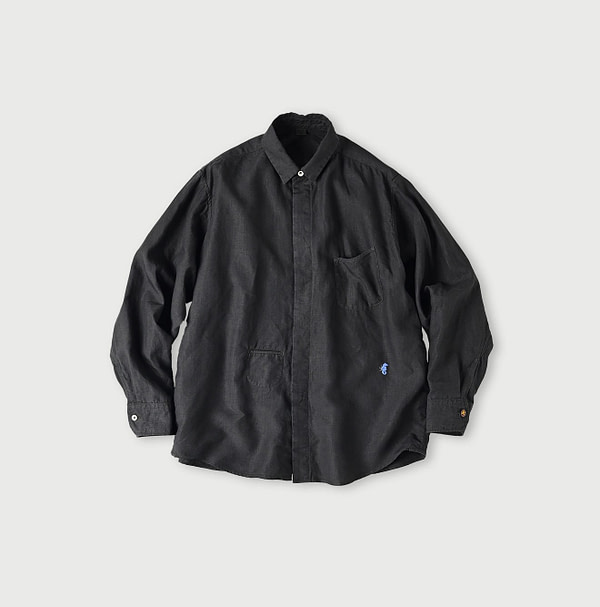 Linen Plant Dyed 908 Ocean HIYOKU Shirt Bamboo Charcoal