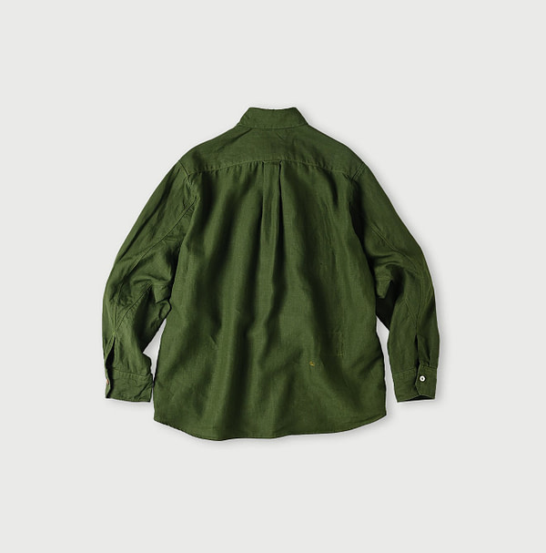 Linen Plant Dyed 908 Ocean HIYOKU Shirt Back