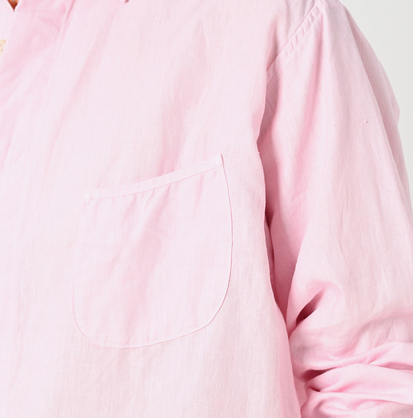 Linen Plant Dyed 908 Ocean HIYOKU Shirt Detail