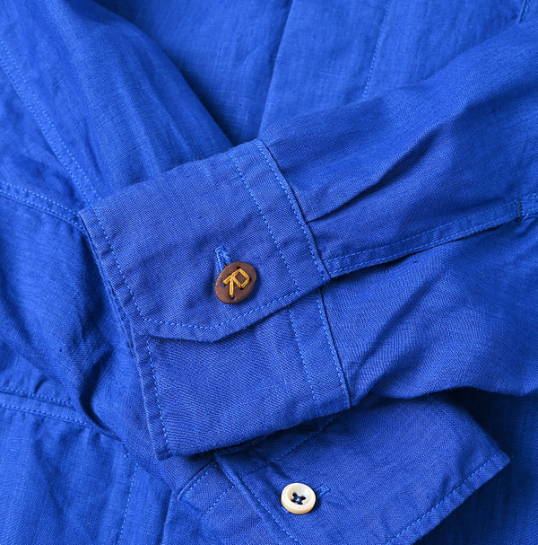 Linen Plant Dyed 908 Ocean HIYOKU Shirt Detail