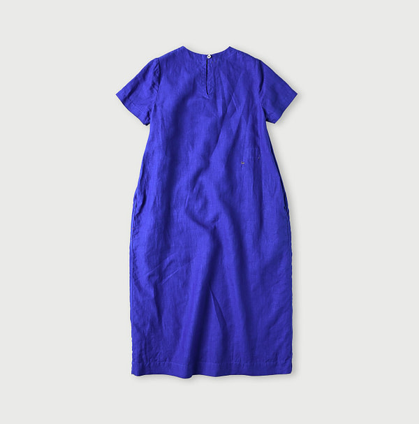 Linen Plant Dyed Half Sleeve Poyon Dress Back