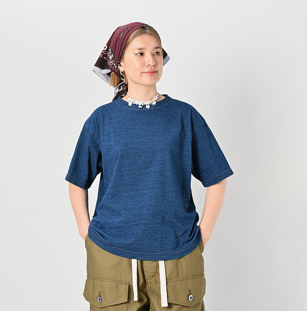Indigo Tenjiku 908 Ocean T-shirt Dash Indigo Zyu Female Model