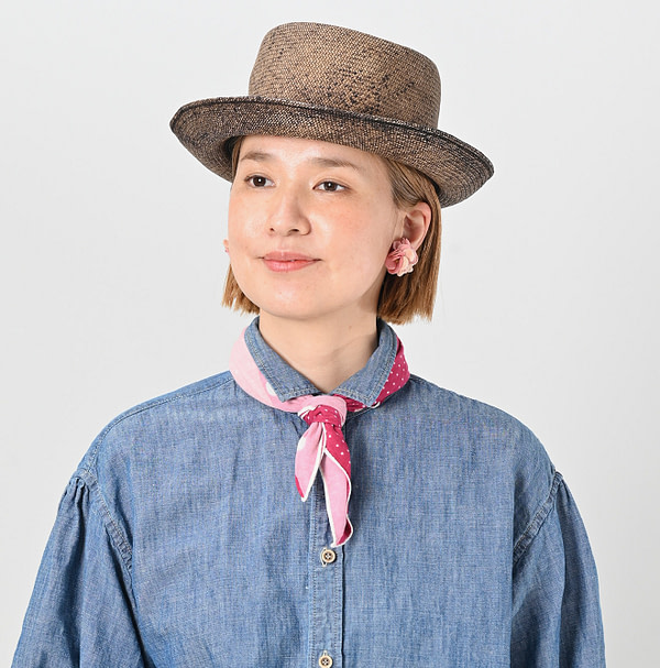 Pink Cherry Blossom Trio Tenjiku Patchwork Dot Bandana Female Model
