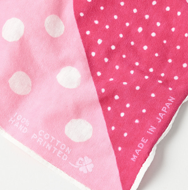 Pink Cherry Blossom Trio Tenjiku Patchwork Dot Bandana Detail