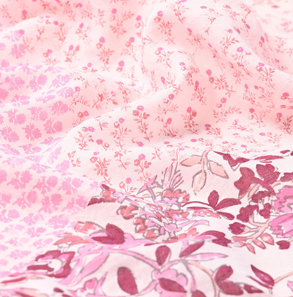 Pink Cherry Blossom Trio Supima Patchwork Flower Bandana Detail