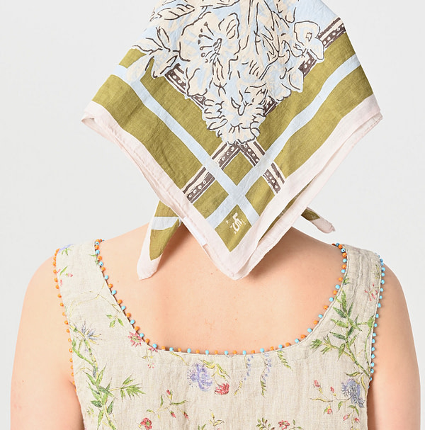 Indian Cotton Linen Double Woven Flower Print Poyon Camisole Detail