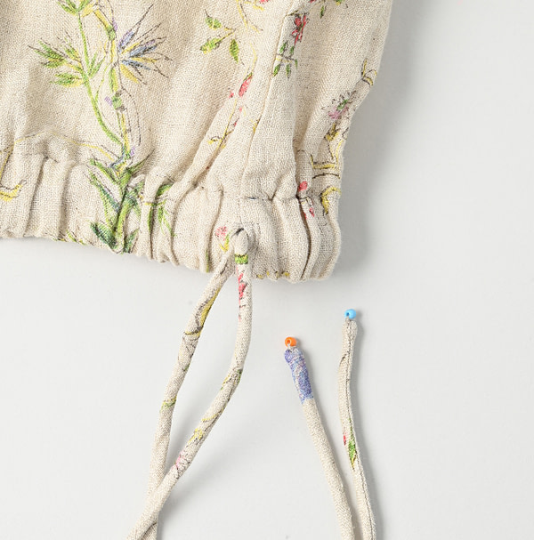 Indian Cotton Linen Double Woven Flower Print Poyon Camisole Detail