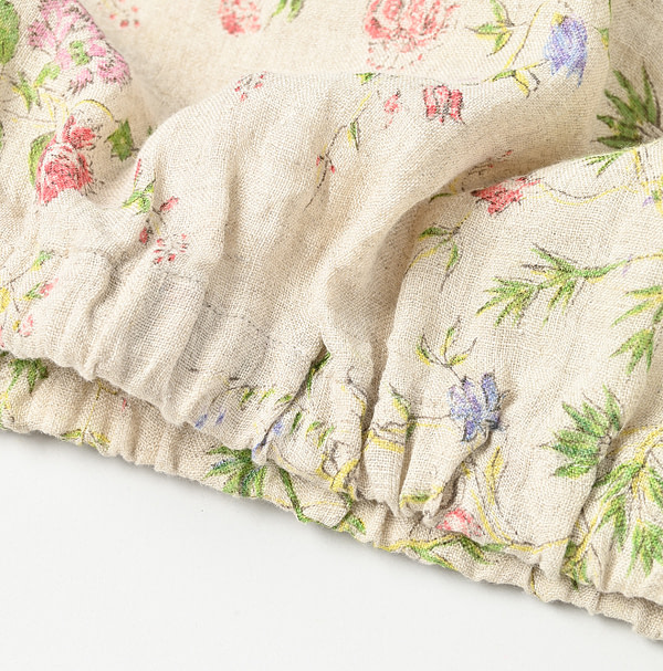 Indian Cotton Linen Double Woven Flower Print Poyon Camisole Detail