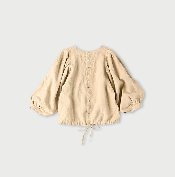 Indian Dozume Linen Puff Blouse Back