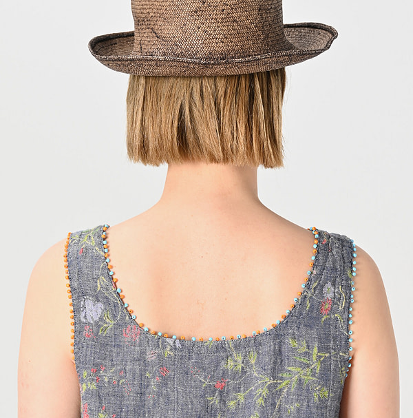 Dungaree Indian Cotton Linen Flower Print Poyon Camisole Blouse Detail