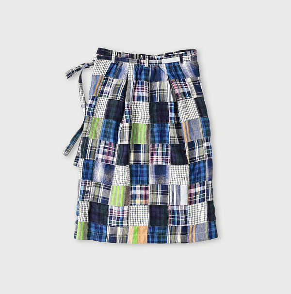 Indian Linen Patchwork Wrap Skirt Back
