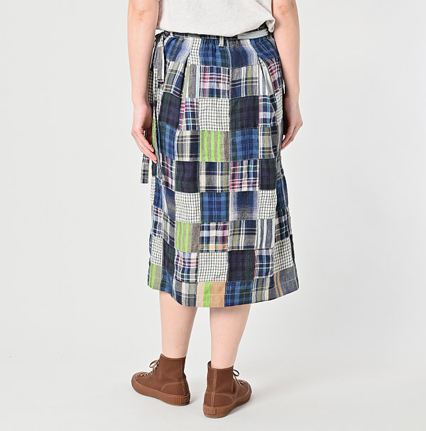 Indian Linen Patchwork Wrap Skirt Detail