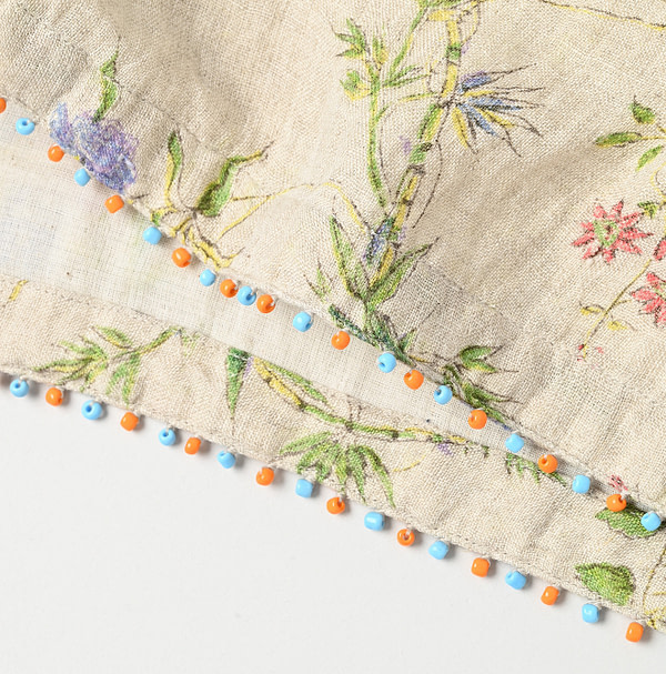 Indian Cotton Linen Double Woven Flower Print Tuck Dress Detail
