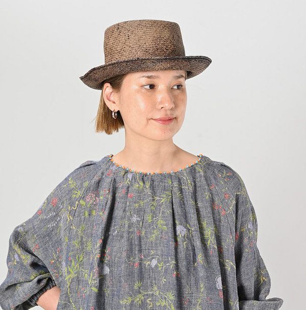 Indian Cotton Linen Dungaree Double Woven Flower Print Tuck Dress Detail