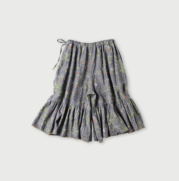 Indian Cotton Linen Dungaree Double Woven Flower Print Rapper Pants Back