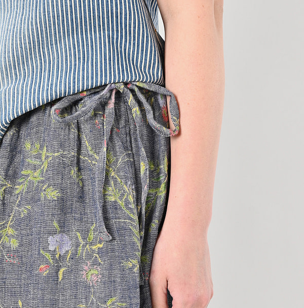 Indian Cotton Linen Dungaree Double Woven Flower Print Rapper Pants Detail