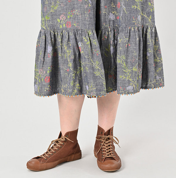 Indian Cotton Linen Dungaree Double Woven Flower Print Rapper Pants Detail
