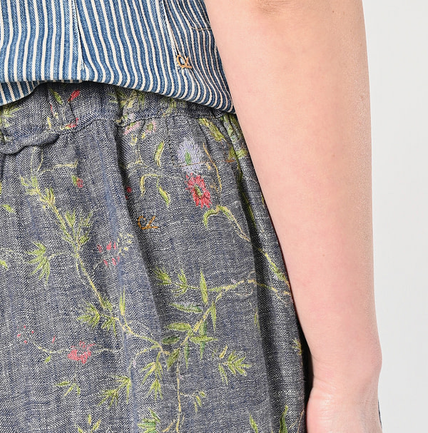 Indian Cotton Linen Dungaree Double Woven Flower Print Rapper Pants Detail