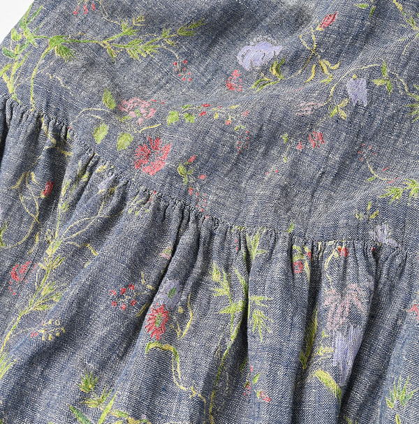 Indian Cotton Linen Dungaree Double Woven Flower Print Rapper Pants Detail