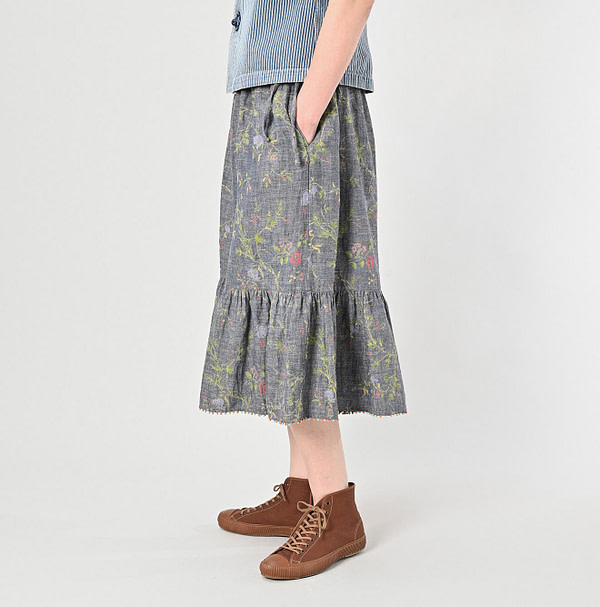 Indian Cotton Linen Dungaree Double Woven Flower Print Rapper Pants Female Model