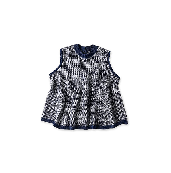 Linen Herringbone Knitsew Camisole Navy Herringbone