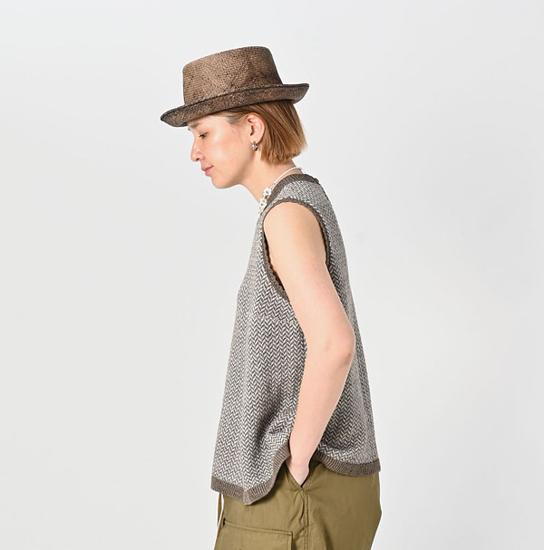 Linen Herringbone Knitsew Camisole Female Model
