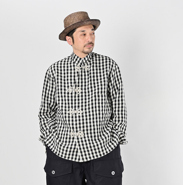 Indian Dozume Linen 908 Clover Knot Shirt Male Model