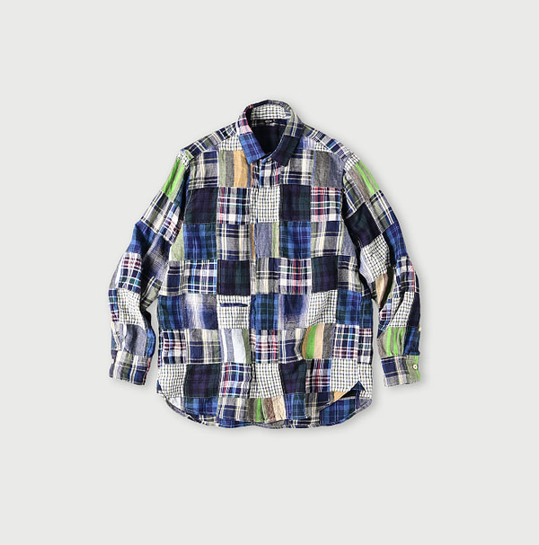 Indian Linen Patchwork 908 Loafer Hiyoku Shirt Blue