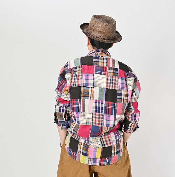 Indian Linen Patchwork 908 Loafer Hiyoku Shirt Male Model