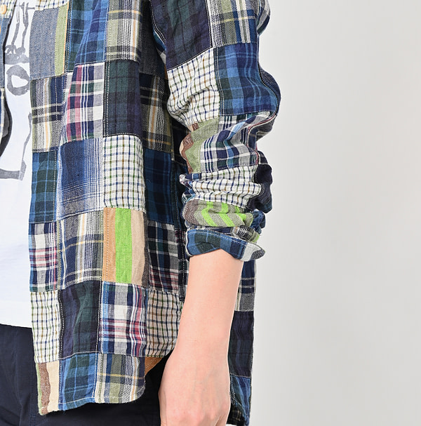 Indian Linen Patchwork 908 Loafer Hiyoku Shirt Detail