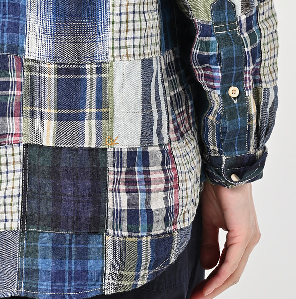 Indian Linen Patchwork 908 Loafer Hiyoku Shirt Detail