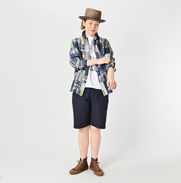 Indian Linen Patchwork 908 Loafer Hiyoku Shirt Female Model