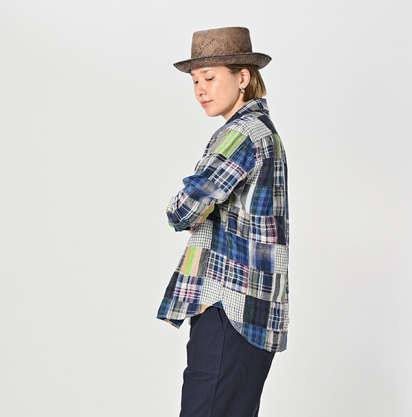 Indian Linen Patchwork 908 Loafer Hiyoku Shirt Female Model