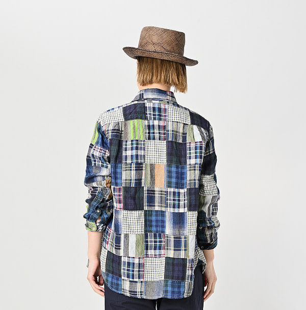 Indian Linen Patchwork 908 Loafer Hiyoku Shirt Female Model