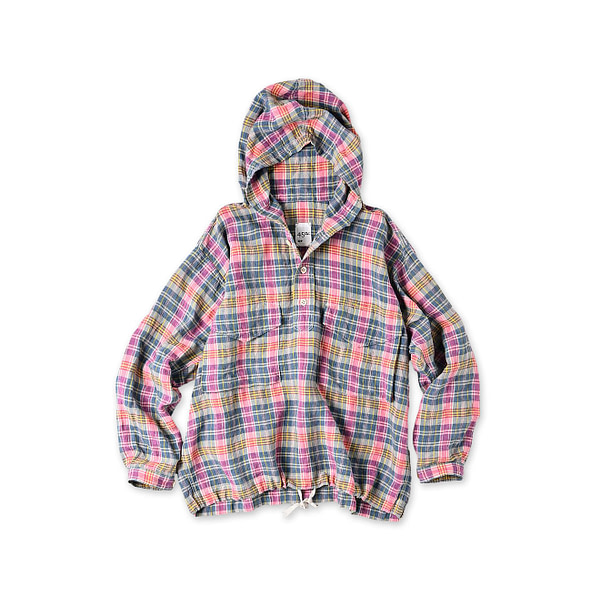 Indian Linen Madras 908 Pull Hoodie Pink Madras