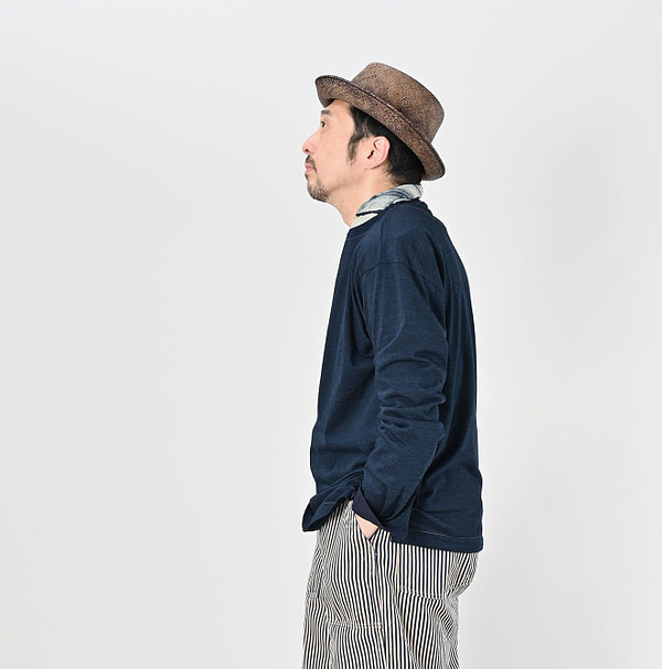 Indigo Supima Tenjiku 908 Star Long Sleeve T-shirt Male Model