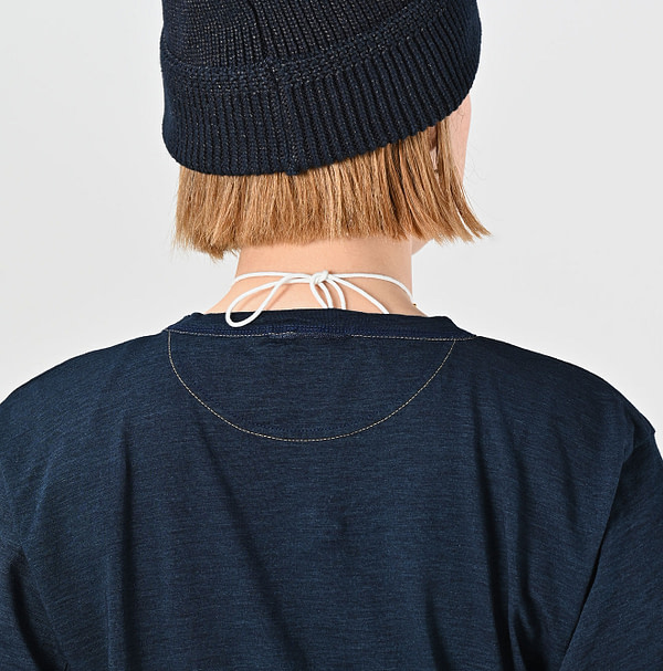 Indigo Supima Tenjiku 908 Star Long Sleeve T-shirt Detail