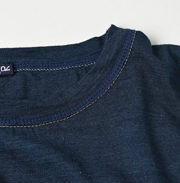 Indigo Supima Tenjiku 908 Star Long Sleeve T-shirt Detail